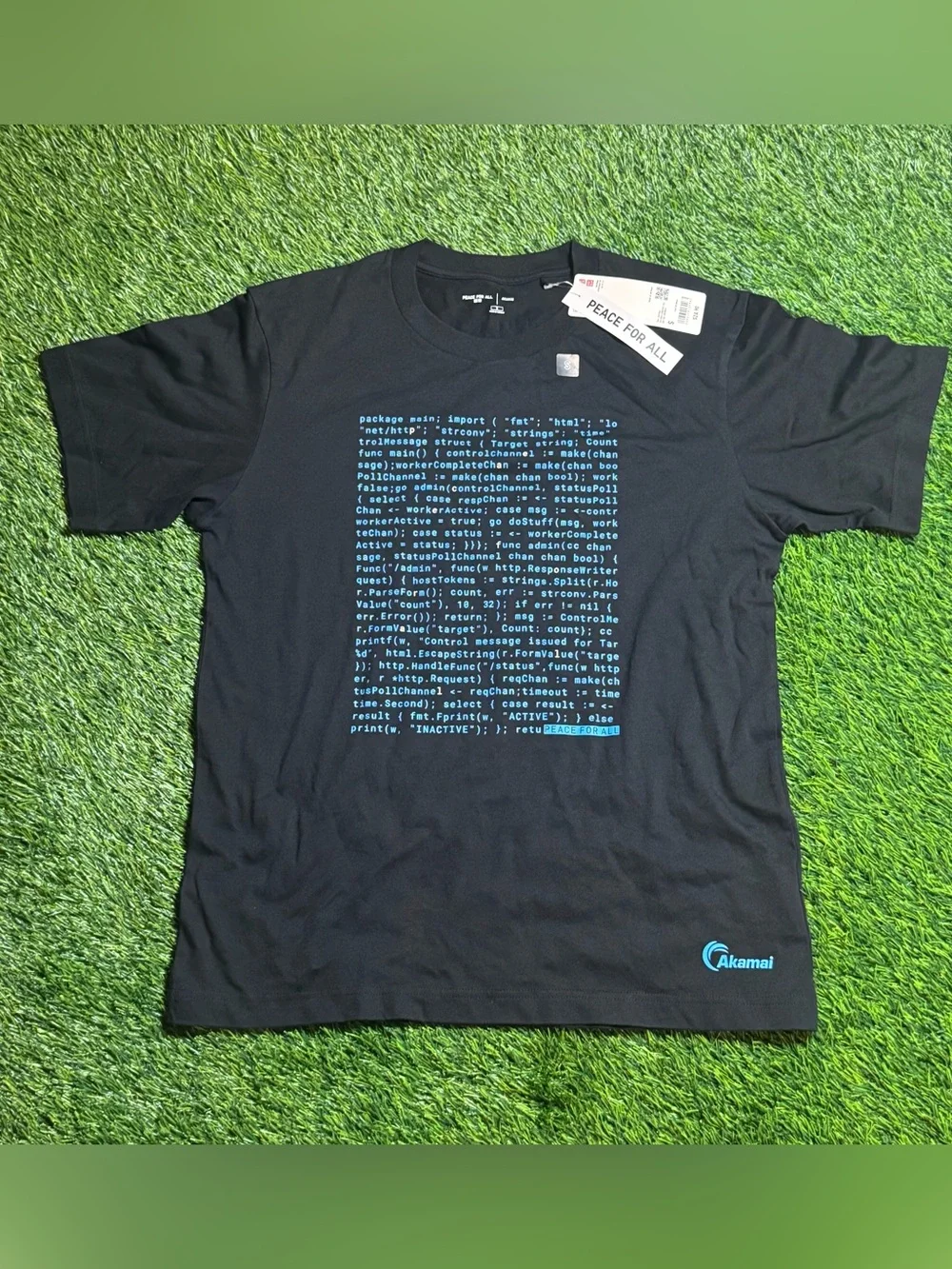 UNIQLO UT PEACE FOR ALL Akamai Black Graphic Short Sleeve T-shirt TEE SMALL - Picture 1 of 6